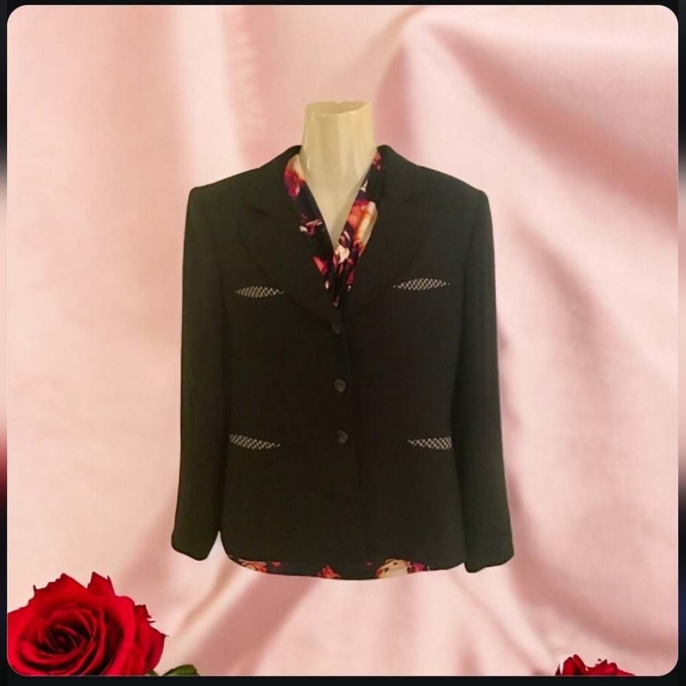 Kasper blazer ASL 8P blazer black lined beautiful coat🍂versatile piece.F